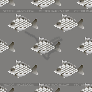 Fish Carp Seamless Pattern - vector image