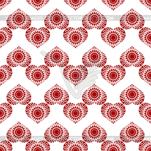 Красные сердца Бесшовные шаблон - векторное графическое изображение