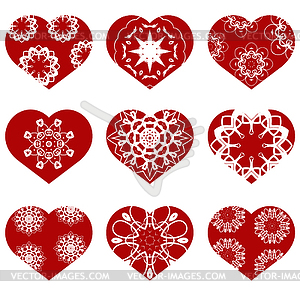 Romantic Red Heart Set. Symbol of Valentines Day - vector clip art