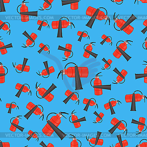 Red Metallic Extinguisher Seamless Pattern - vector EPS clipart