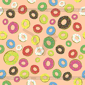 Красочные свежие сладкий пончики бесшовные модели - изображение в векторном виде
