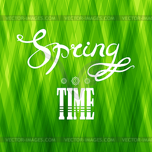 Spring Lettering Design. Green Banner - vector image