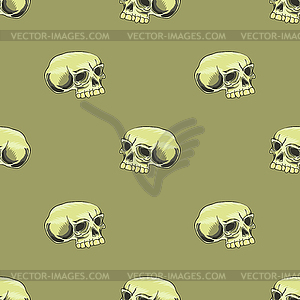 Old Human Skull Seamless Pattern - vector clipart