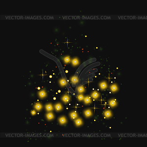 Starry Light Background. Yellow Glowing Stars - vector image