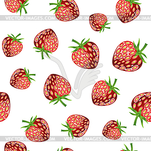 Fresh Strawberry Fruit Seamless Pattern - vector clip art