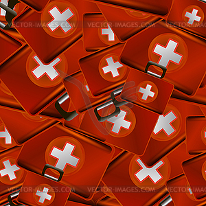 First Aid Kit Random Seamless Pattern - vector image