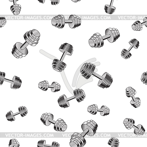 Metallic Dumbell Seamless Background - royalty-free vector image
