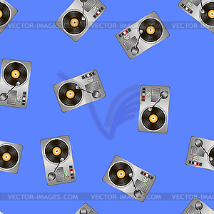 Vinyl Record Players Seamless Pattern - vector clipart