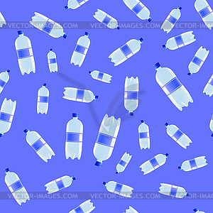 Plastic Water Bottles Seamless Pattern - vector image