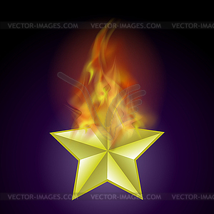 Burning Star with Fire Flame - vector image