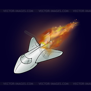 Burning Plane with Fire Flame - vector clip art