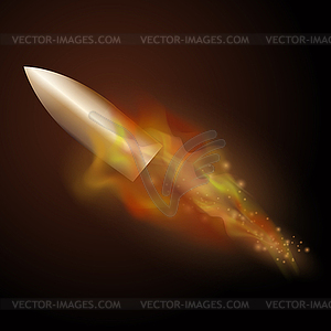 Burning Metal Bullet with Fire Flame - vector clipart