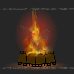 Burning Stripe with Fire Flame - color vector clipart