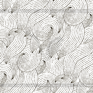 Seamless Wave Hand-drawn Pattern - color vector clipart