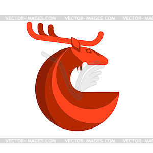 Red Deer Round Icon - vector clipart