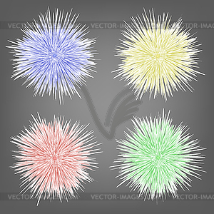 Set of Different Colorful Fur Spheres Background - vector image