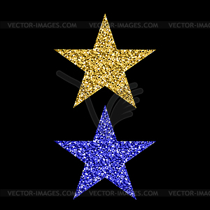 Gold Blue Glitter Star - vector clip art