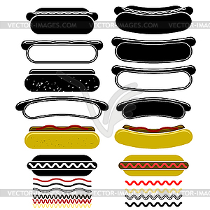 Set of Different Hot Dogs - vector image