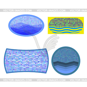 Набор иконок плавательного бассейна - иллюстрация в векторе