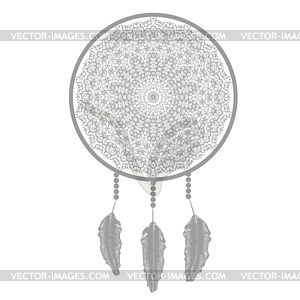 Dream Catcher Silhouette with Feathers - vector EPS clipart