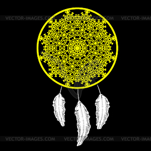 Dream Catcher Silhouette with Feathers - vector EPS clipart