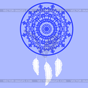 Dream Catcher Silhouette with Feathers - vector clipart