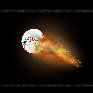 Burning Baseball Ball with Fire Flame - vector image