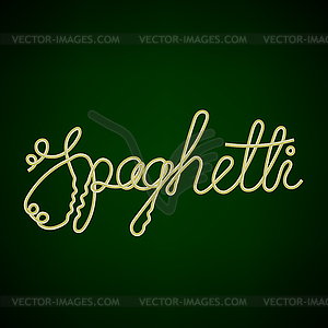 Отварной мультяшный текст спагетти - цветной векторный клипарт