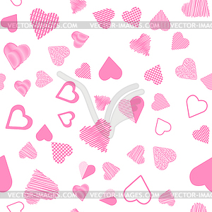 Romantic Pink Heart Seamless Pattern - vector image