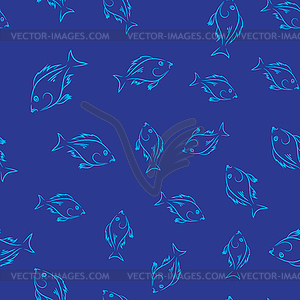 Fresh Fish Seamless Pattern - vector image