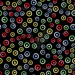 Media player colorful button seamless pattern - vector clip art