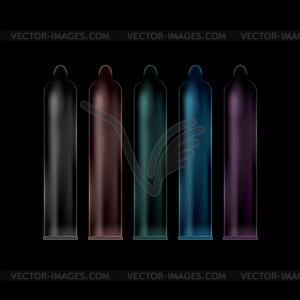 Set of Colored Condoms - vector clip art