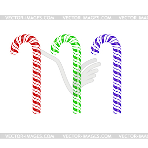 Colored Sweet Striped Candy Cane - vector clipart