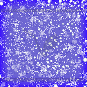 Showflakes Pattern on Blue Sky Background - color vector clipart