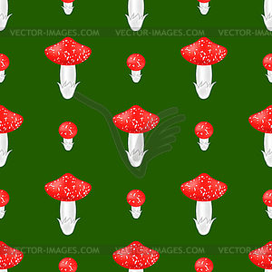 Red Mushroom Seamless Pattern - vector clipart
