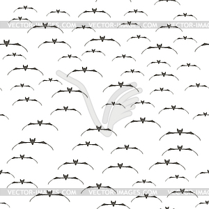 Cartoon Halloween Bat Silhouettes Seamless Pattern - vector image