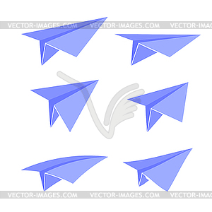 Blue Paper Plane Set - vector clip art