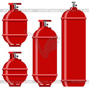 Набор значков красного газового резервуара - векторное изображение клипарта
