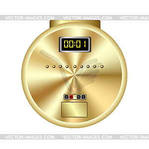 Gold player for compact disc - vector clipart