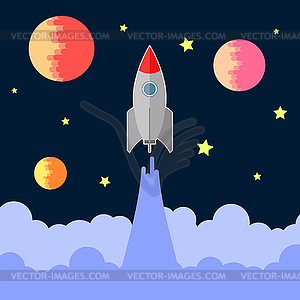 Space Rocket Fly - vector image