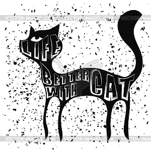 Typography Design of Print with Cat Silhouette - vector clip art