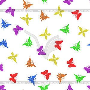 Colorful Butterfly Silhouette Seamless Pattern - vector image