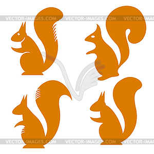 Set of Squirrell Icons . Omnivorous Rodent with - vector clip art