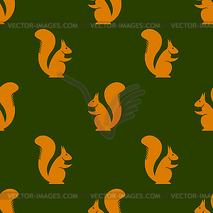 Orange Squirrel Seamless Pattern - vector image