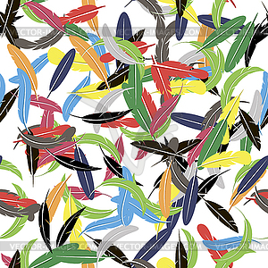 Colorful Seamless Random Feather Pattern - vector clipart