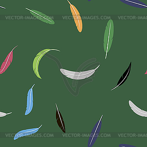 Colorful Random Feather Seamless Pattern - vector image