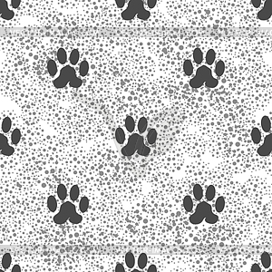 Seamless Cat Animal Paw Pattern. Print of Paw - vector image