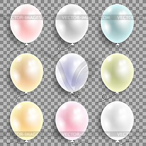 Set of Colored Flying Balloons. Bunch of Colorful - vector clip art