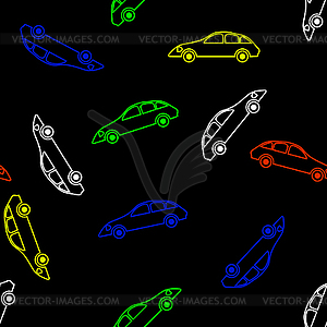 Colored Modern Car Seamless Pattern - vector clipart