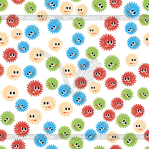 Colored Cartoon Microbes Seamless Pattern. Dangerou - vector clipart / vector image